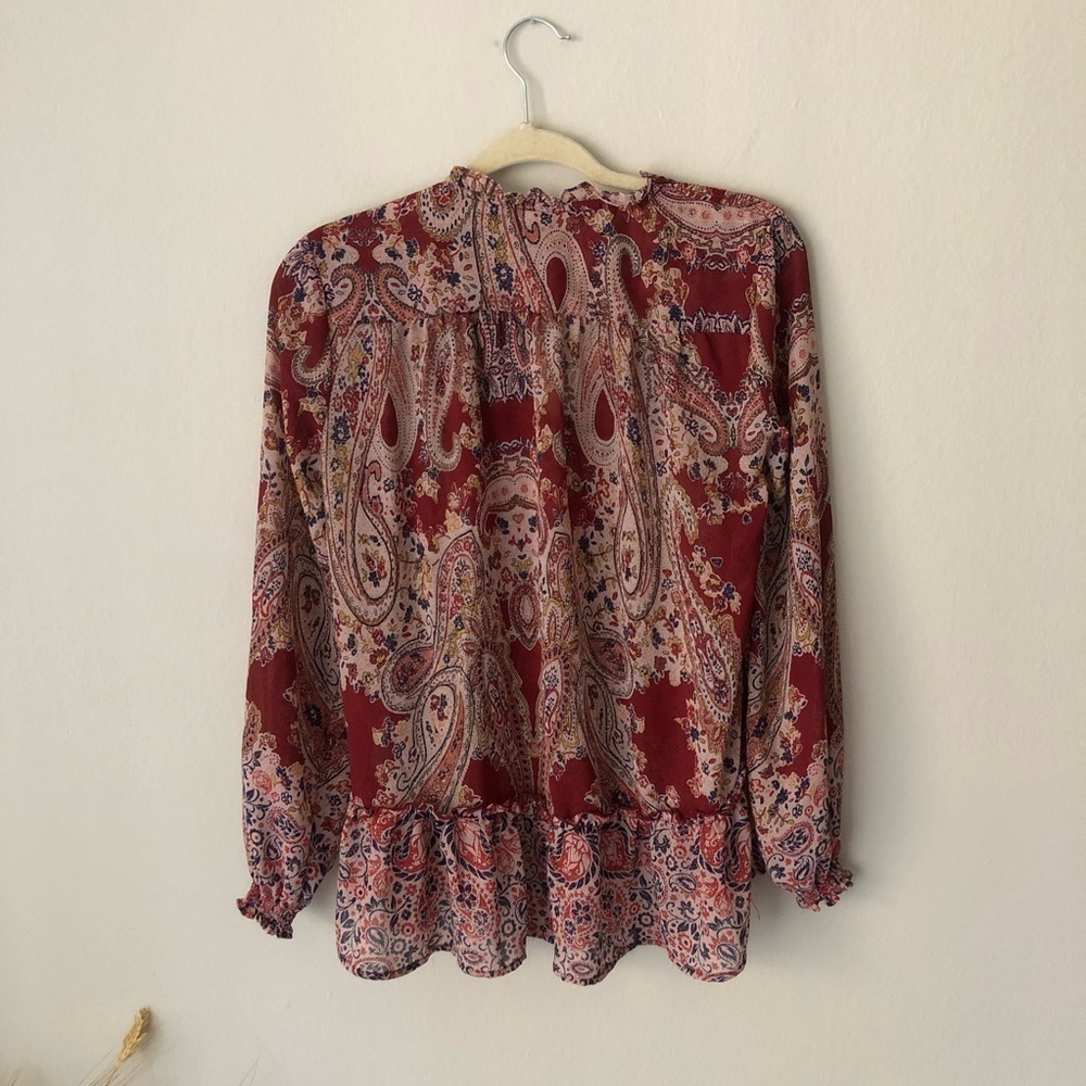 Knox Rose Bohemian Tassel Blouse in Red S - Picture 8 of 8